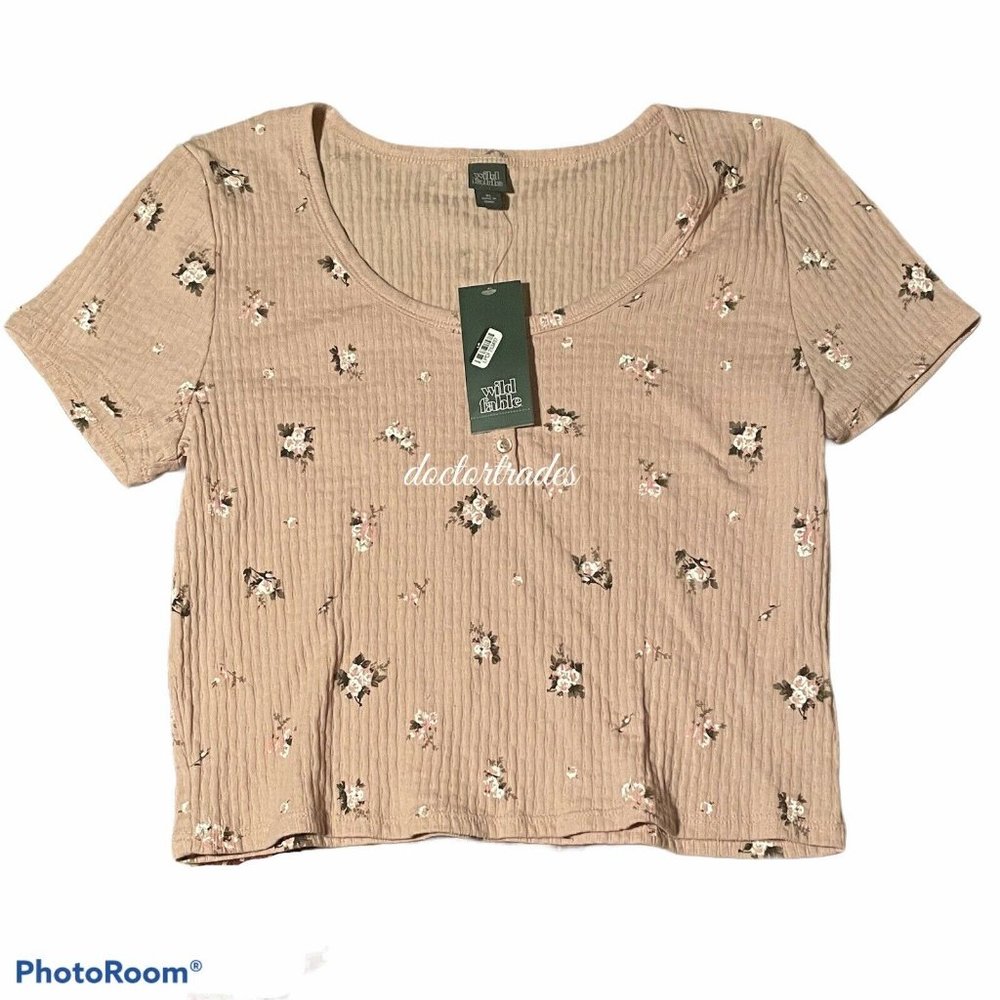 New Floral Print Short Sleeve Henley Baby T-shirt
